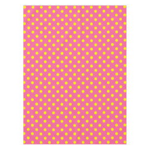 Yellow On Pink Polka Dots Pattern Design Tablecloth