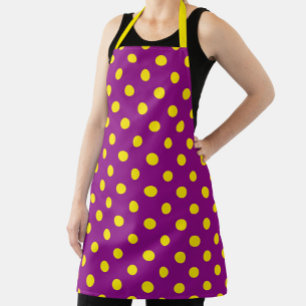 Yellow On Purple Polka Dots Pattern Design Apron