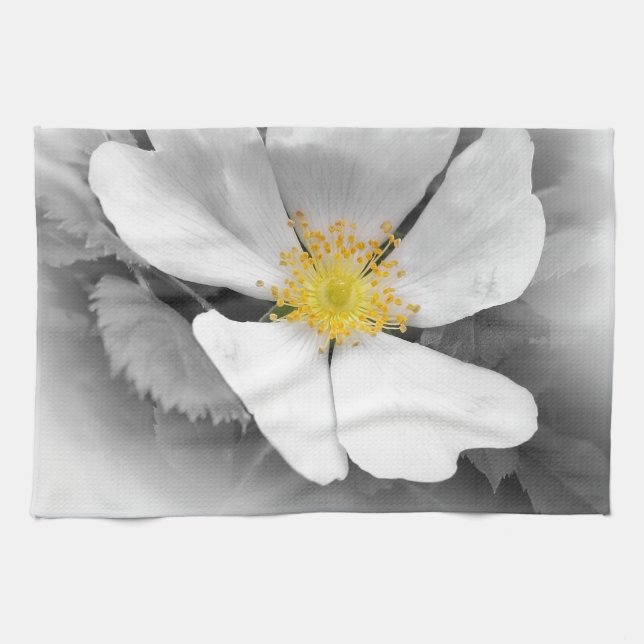 yellow on shades of gray kitchen towel (Horizontal)