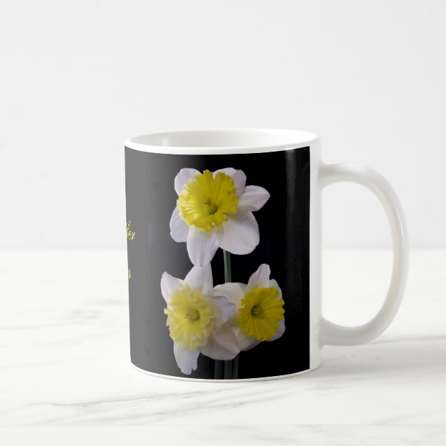 Yellow on White Daffodil Coffee Mug (Right)