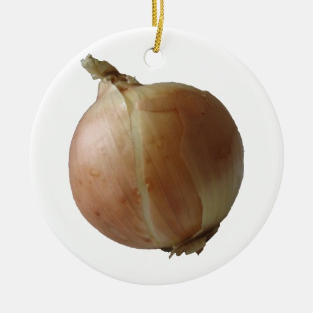 Yellow Onion Ceramic Ornament (Front)