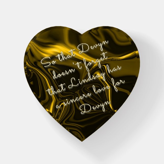 Yellow or gold curves in brown image paperweight (Front)