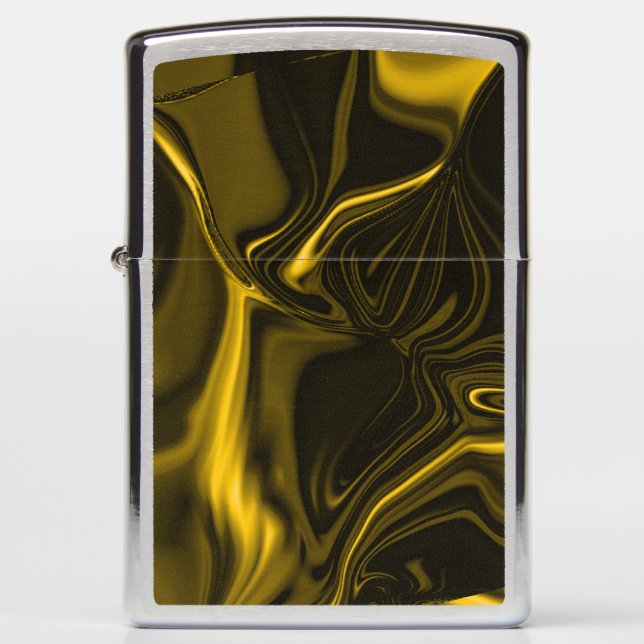 Yellow or gold curves in brown image  zippo lighter (Front)
