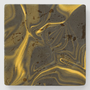 Yellow or gold curves on some brown image stone coaster