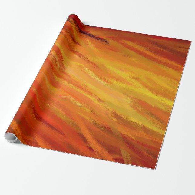 Yellow Orange Abstract Art Painting Wrapping Paper (Unrolled)