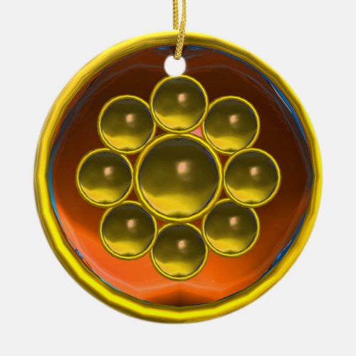 YELLOW ORANGE AGATE GEMSTONE MON CERAMIC ORNAMENT