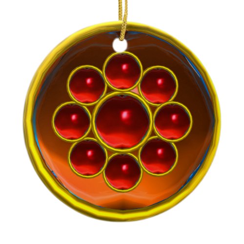 YELLOW ORANGE AGATE GEMSTONE MON CERAMIC ORNAMENT