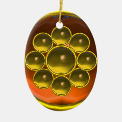 YELLOW ORANGE AGATE GEMSTONE MON CERAMIC ORNAMENT