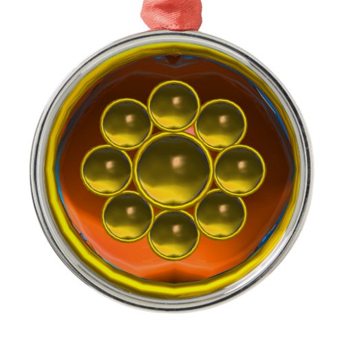 YELLOW ORANGE AGATE GEMSTONE MON METAL ORNAMENT