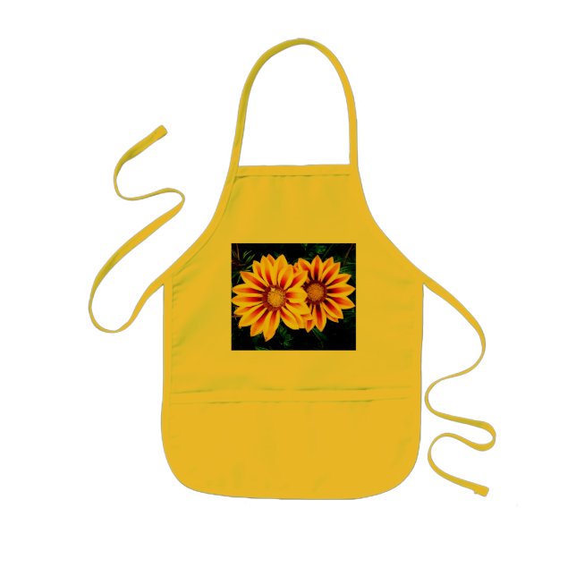 Yellow, orange and brown flowers kids' apron (Front)