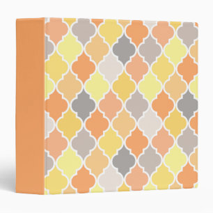 Yellow, orange and gray quatrefoil pattern 3 ring binder