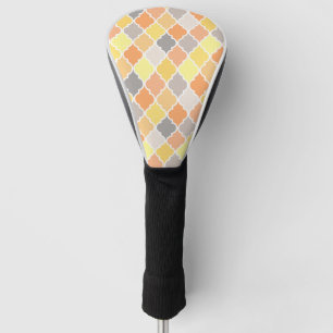 Yellow, orange and gray quatrefoil pattern golf head cover