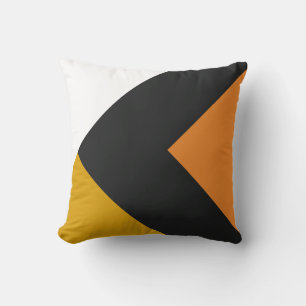 Yellow Orange and Gray Triangles Throw Pillow