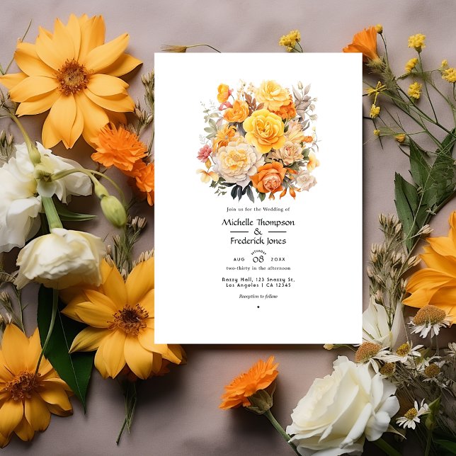 Yellow, Orange and Ivory Floral Wedding Invitation (Creator Uploaded)