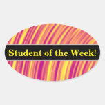 [ Thumbnail: Yellow, Orange and Purple Curved Ripples Pattern Sticker ]