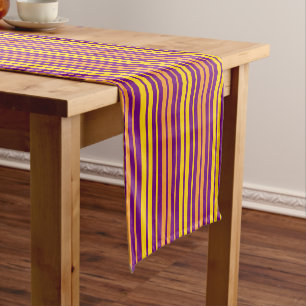 Yellow Orange and Purple Vertical Stripes Pattern Short Table Runner