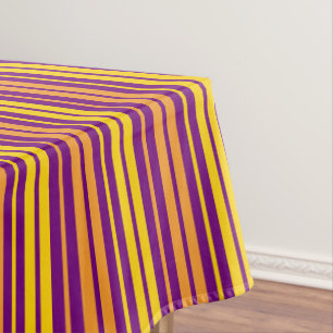 Yellow Orange and Purple Vertical Stripes Pattern Tablecloth