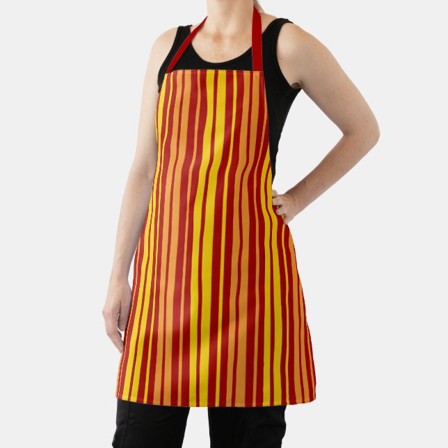 Yellow Orange and Red Vertical Stripes Pattern  Apron (Insitu)