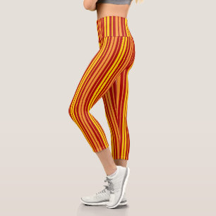 Yellow Orange and Red Vertical Stripes Pattern  Capri Leggings