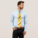 [ Thumbnail: Yellow, Orange and White Stripes Neck Tie ]