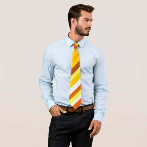 Yellow Orange and White Stripes Neck Tie
