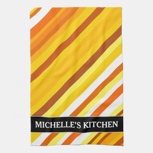 Yellow, Orange and White Sunset-Inspired Stripes Towel (Vertical)