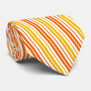 Yellow Orange and White Vertical Stripes Pattern Neck Tie