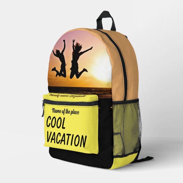Yellow & orange Bag personalized, family vacation  (Back Corner Right)