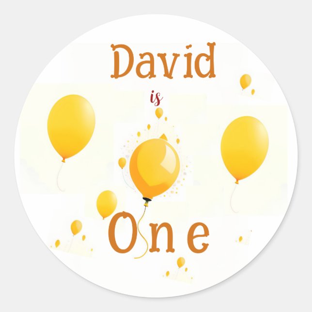 Yellow Orange Balloons Birthday Party Personalize Classic Round Sticker (Front)