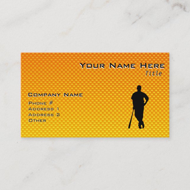 Yellow Orange Baseball Business Card (Front)
