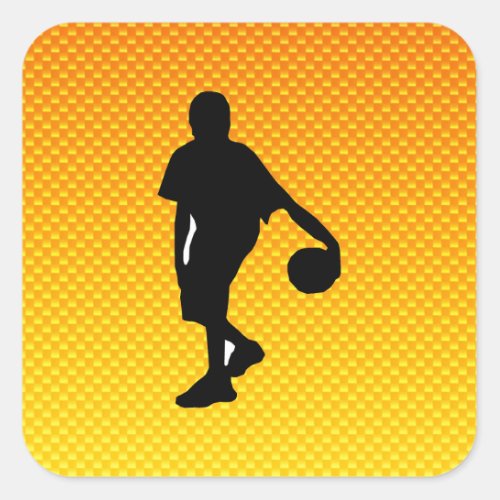 Yellow Orange Basketball Square Sticker