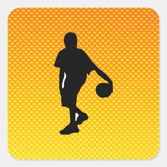 Yellow Orange Basketball Square Sticker (Front)