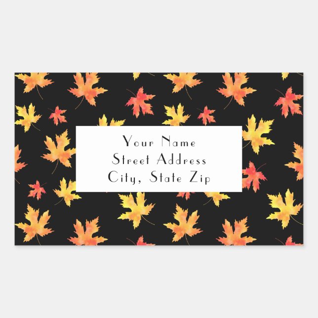 Yellow Orange Black Maple Leaf Pattern labels (Front)