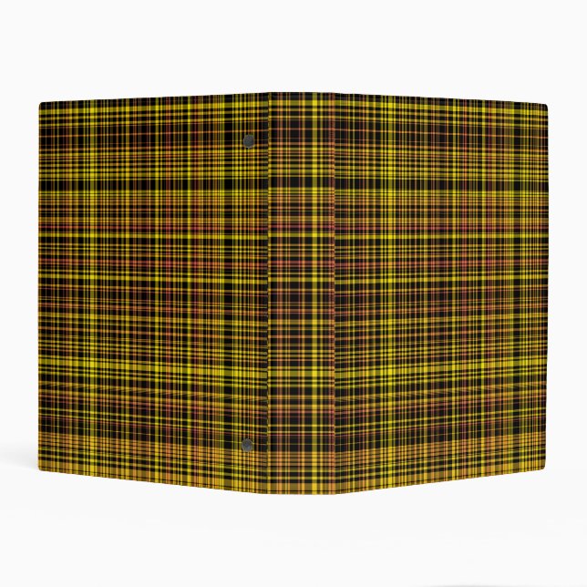 Yellow Orange Black Plaid Pattern Mini Binder (Background)