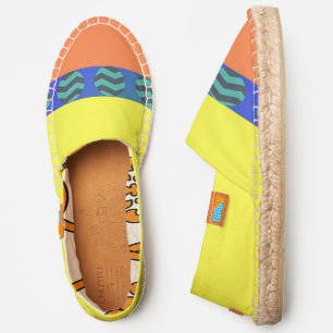 Yellow Orange Blue Banded Canvas Slip On Espadrilles