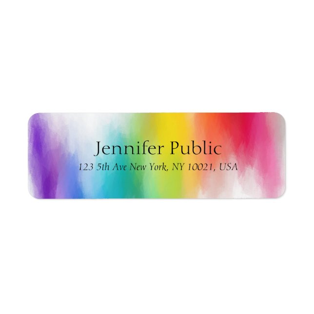 Yellow Orange Blue Green Pink Red Purple Modern Label (Front)