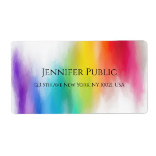 Yellow Orange Blue Green Pink Red Purple Modern Label