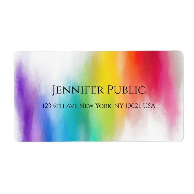 Yellow Orange Blue Green Pink Red Purple Modern Label (Front)