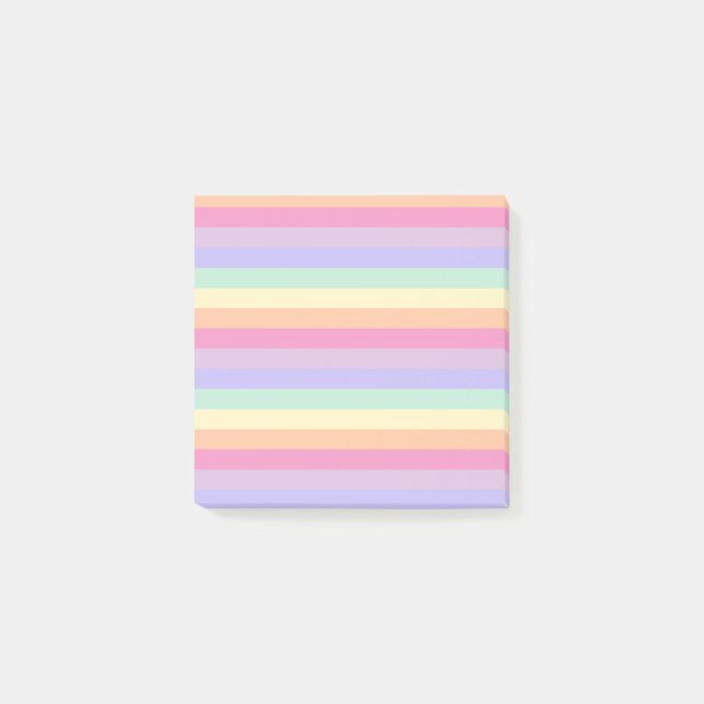 Yellow Orange Blue Green Purple Stripes Template Post-it Notes (Front)