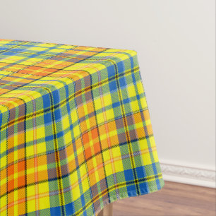 Yellow Orange Blue Plaid Tartan Design  Tablecloth