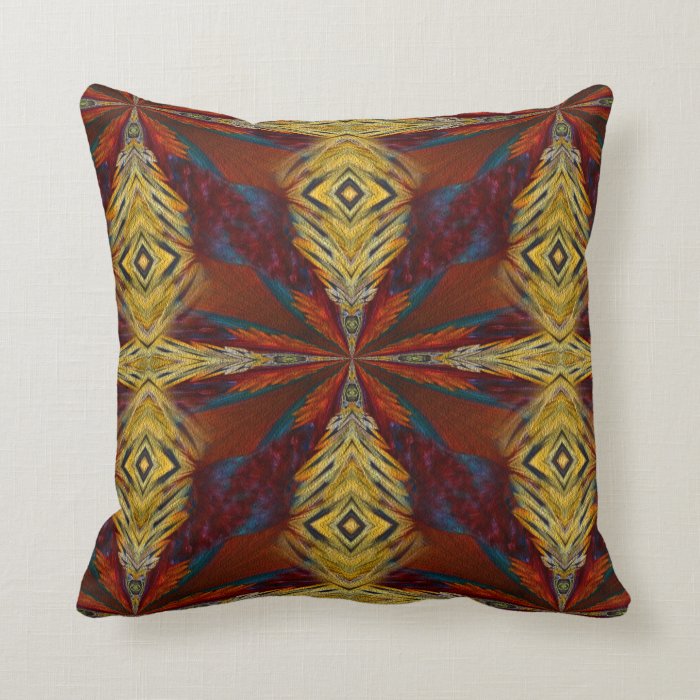 Yellow Orange Blue Red Abstract Design Throw Pillow