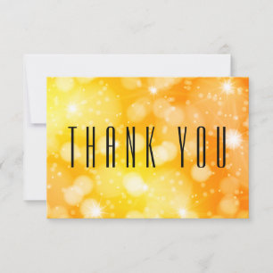 Yellow & Orange Bokeh Flat Thank You Card