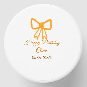 Yellow orange bow watercolor retro happy birthday  mini candle favors