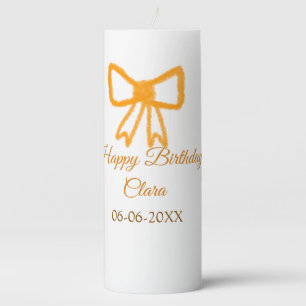 Yellow orange bow watercolor retro happy birthday pillar candle
