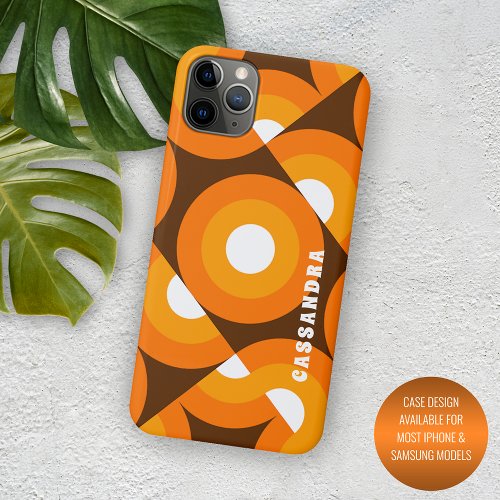 Yellow Orange Brown Retro Midcentury Art Pattern iPhone 11 Pro Max Case