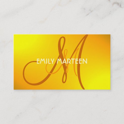 Yellow orange brown splash monogram custom cards business card template