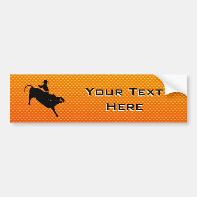 Yellow Orange Bull Riding Bumper Sticker (Front)