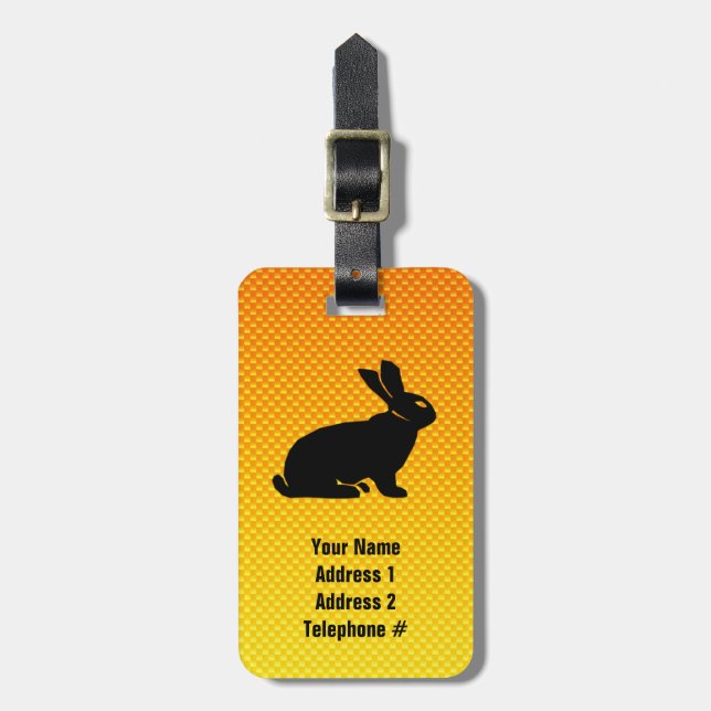 Yellow / Orange Bunny Luggage Tag (Front Vertical)