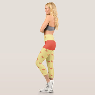 Yellow Orange Butterfly Girly Chic Trendy Modern Capri Leggings