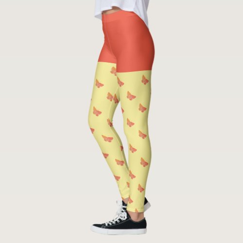 Yellow Orange Butterfly Pattern Modern Girly Cute Leggings